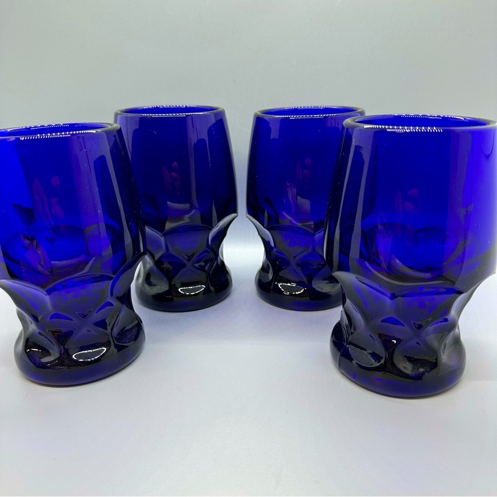 Georgian Cobalt by CAMBRIDGE 12 oz Flat Tumblers- FOUR—Immaculate❣️❣️❣️